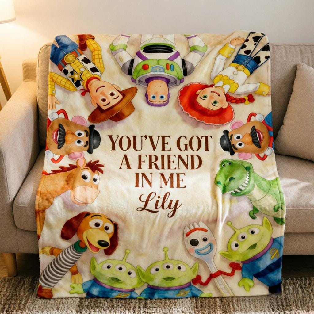 Custom Name Toy Story You've Got A Friend In Me Throw Blanket, Kids Birthday Gift