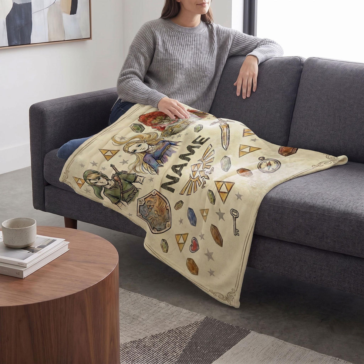 Legend of Zelda Custom Name Blanket Link Zelda Ganondorf Throw Triforce Art Bedding Fantasy Game Gamer Room Decor Fan Gift