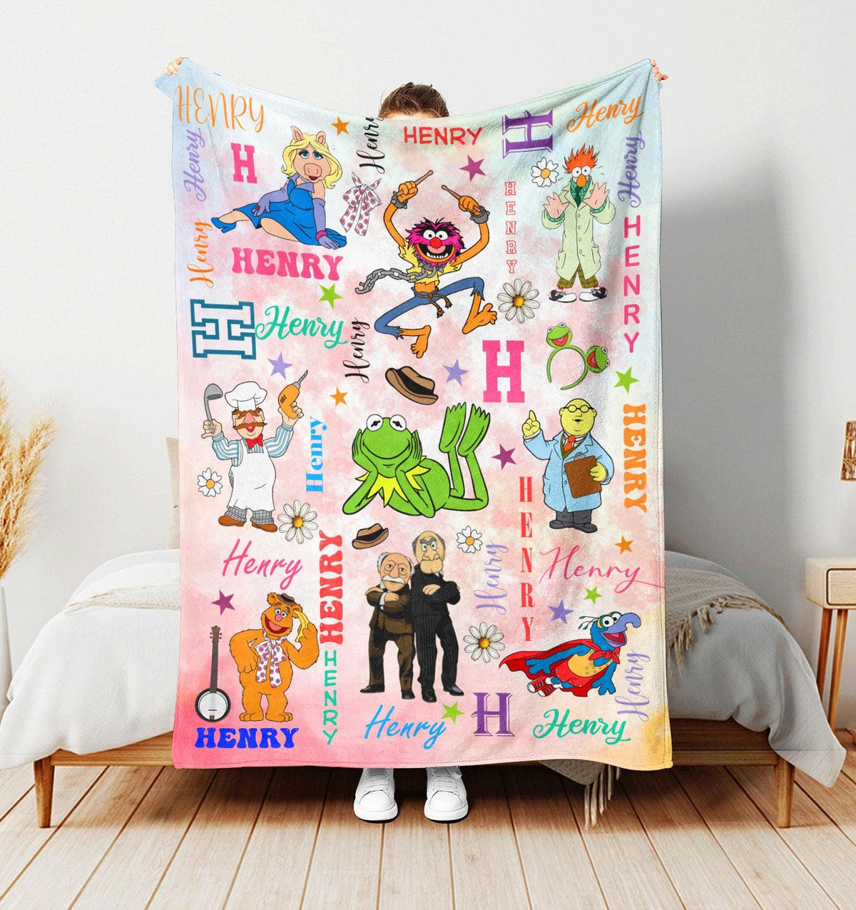 Personalized Disney The Muppets Blanket, Custom Name The Muppet Show Blanket, Disney Kermit Gonzo Rizzo Piggy Blanket,TV Show Muppet Blanket