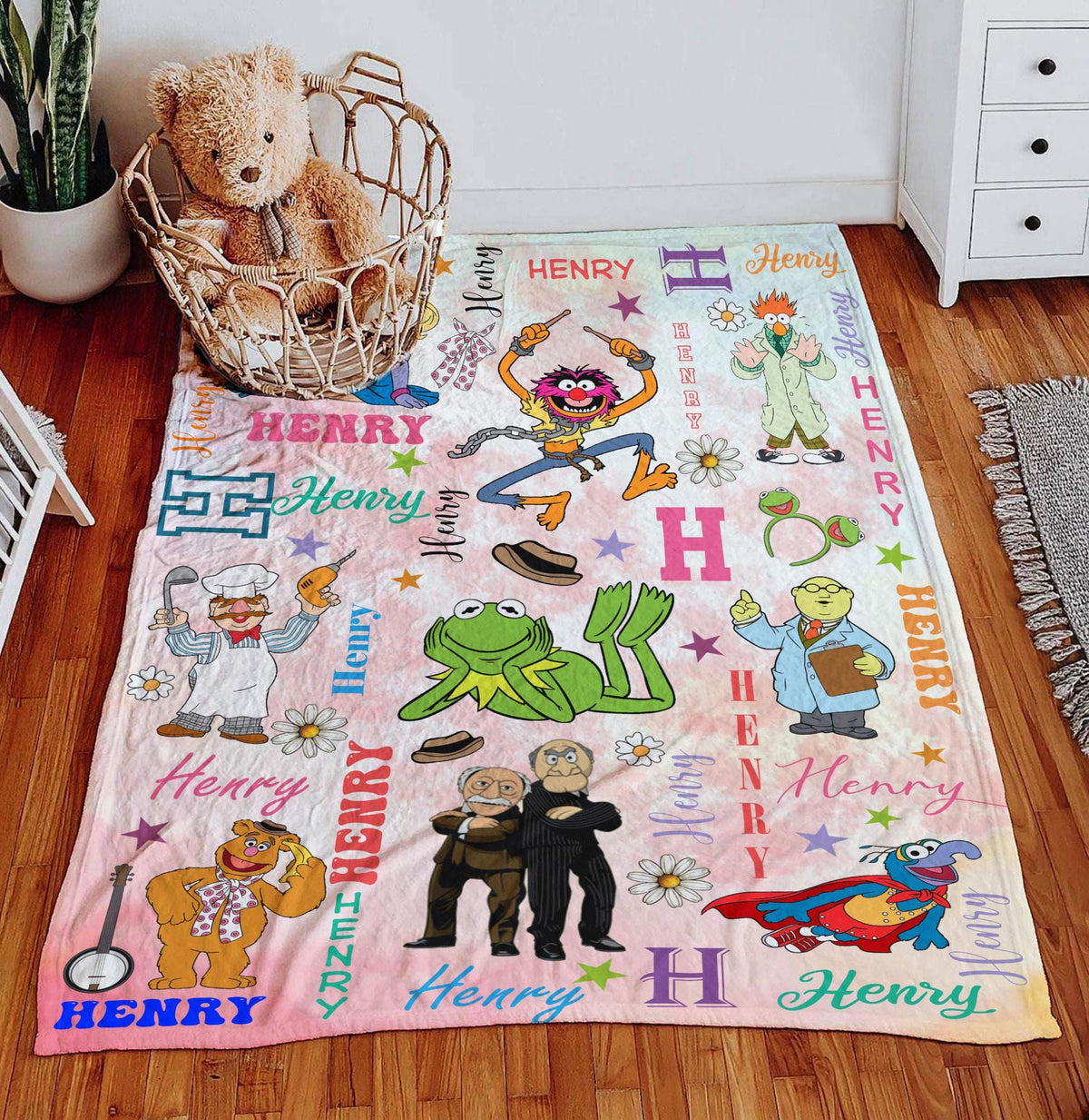 Personalized Disney The Muppets Blanket, Custom Name The Muppet Show Blanket, Disney Kermit Gonzo Rizzo Piggy Blanket,TV Show Muppet Blanket