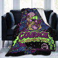 Spooky Purple Dog Blanket, Retro Cartoon Flannel Throw, Funny Horror Puppy Blanket, Cozy Halloween Gift for Kids and Adults