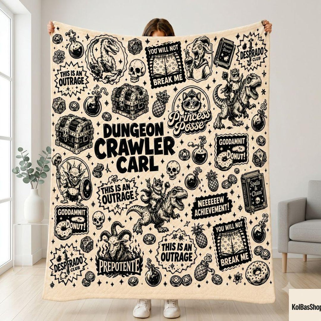 Dungeon Crawler Carl Blanket, LitRPG Fantasy Throw, Book Lover Gift, Gamer Blanket, Funny Fantasy Reader Decor, Cozy Novelty Throw