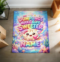 Personalized Dumpling Blanket, Kawaii Squishy Food Design, Pastel Rainbow Name Throw, Gift for Kids