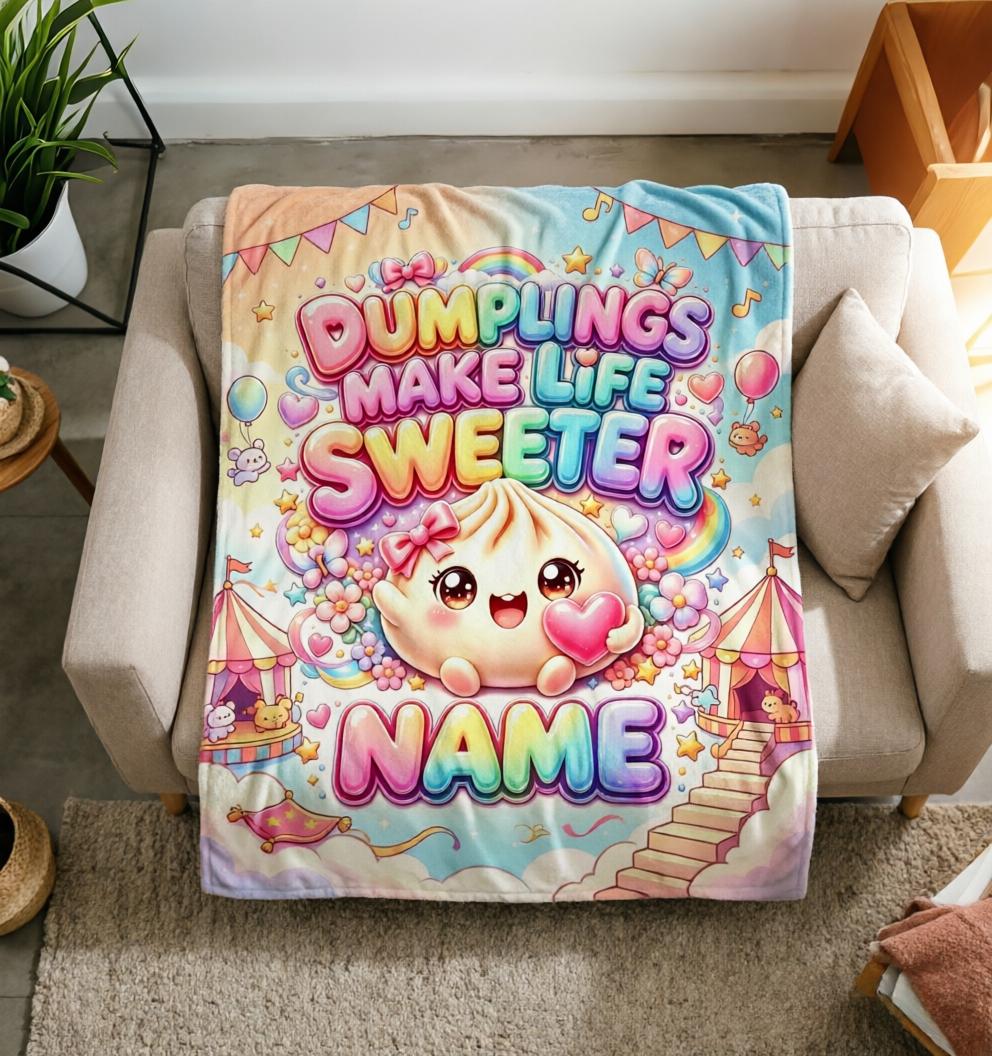 Birthday Surprise Dumpling Blanket Soft Throw, Personalized Warm Keepsake Gift