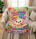 Forest Mushroom Squirrel Dumpling Blanket Soft Throw, Custom Name Woodland Toddler Comfort Gift