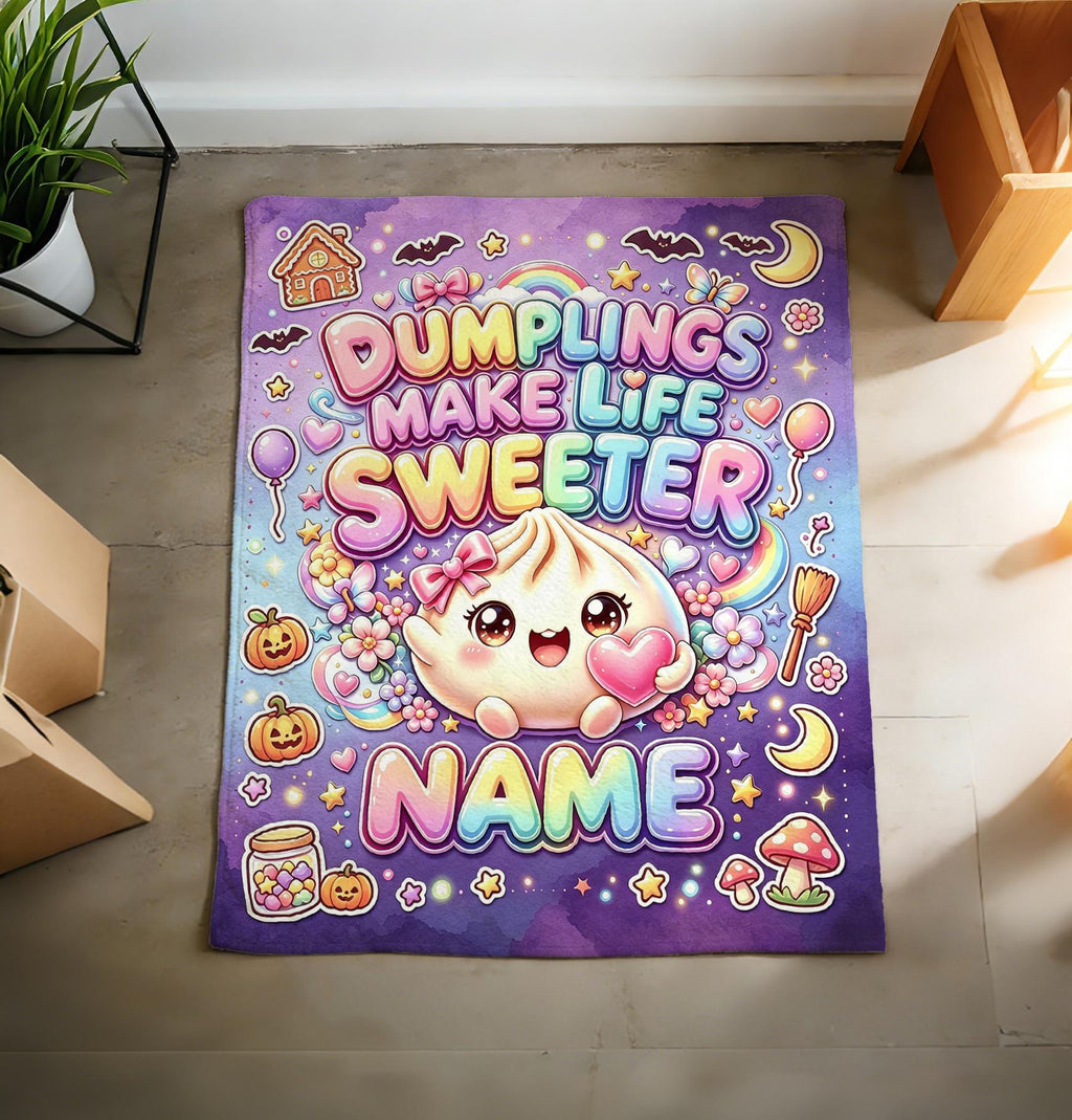 Forest Mushroom Squirrel Dumpling Blanket Soft Throw, Custom Name Woodland Toddler Comfort Gift
