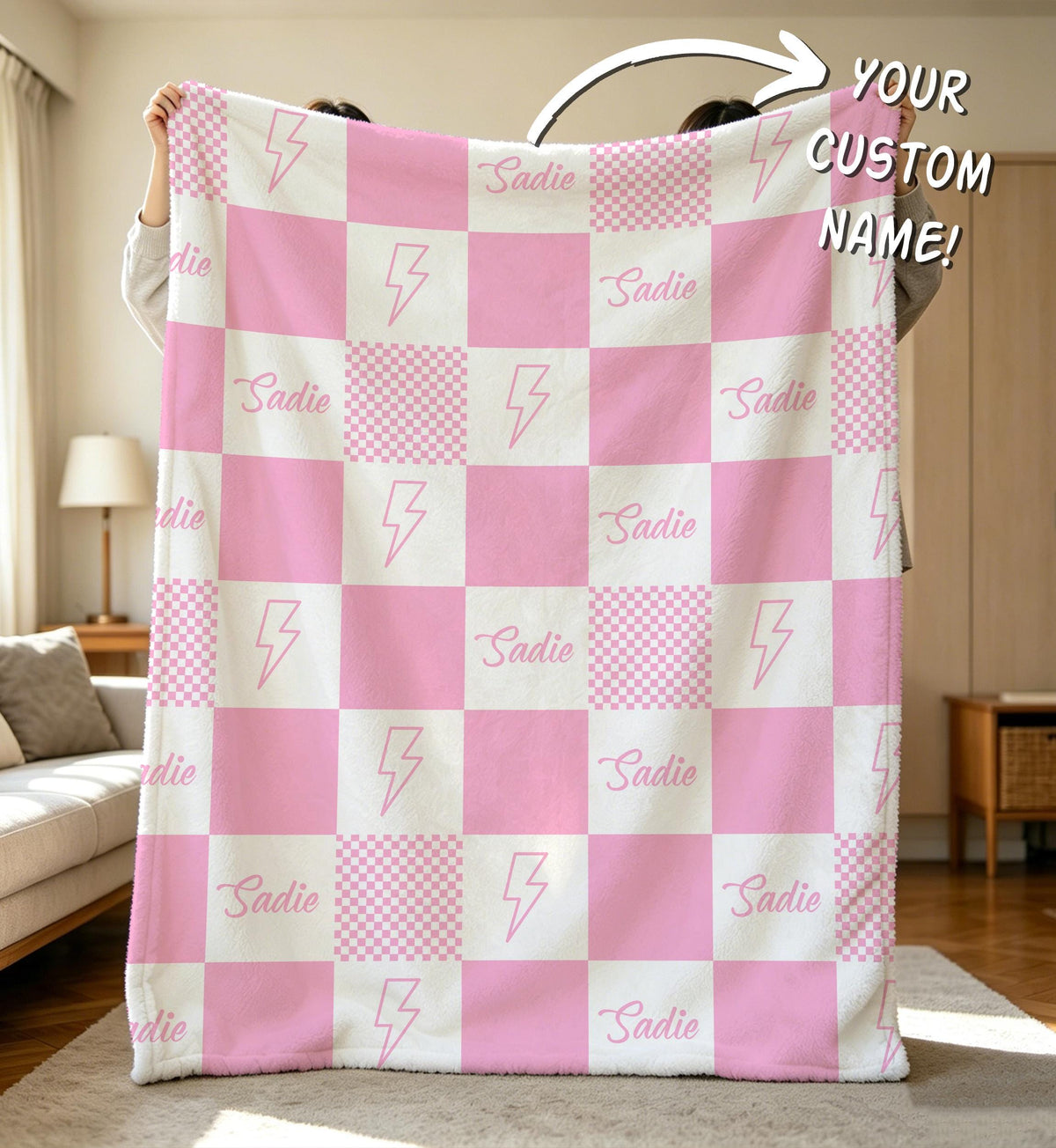 Checkered Baby Blanket,Kid Custom Flannel Throw,Checkered Boy Shower Gift,Boy Girl Toddler Gift,Nursey Idea,Newborn Blanket,Keepsake Present