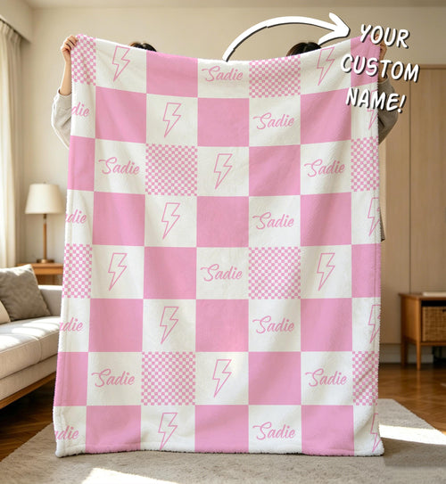 Checkered Baby Blanket,Kid Custom Flannel Throw,Checkered Boy Shower Gift,Boy Girl Toddler Gift,Nursey Idea,Newborn Blanket,Keepsake Present