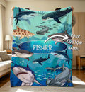 Personalized Boys/Girls Shark Blanket,Shark Present For Kids,Flannel Throw Blanket,Ocean Lovers,Warm Boy Throw Blanket,Child Adult Blanket