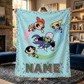 Custom Powerpuff Girls vs Mojo Jojo Blanket, Personalized Blossom Bubbles Buttercup Throw, Kids Comic Blanket, Bedroom Decor