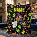 Spooky Custom Powerpuff Girls Halloween Blanket, Personalized Witch Ghost Devil Throw, Cute Spooky Blanket, Kids Holiday Decor