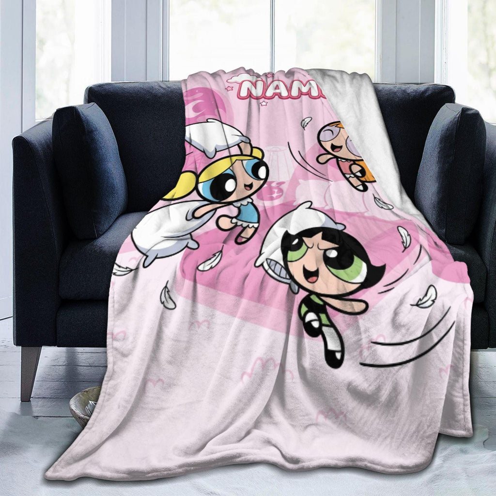 Custom Powerpuff Girls Blanket, Personalized Pillow Fight Throw, Pink Sleepover Decor