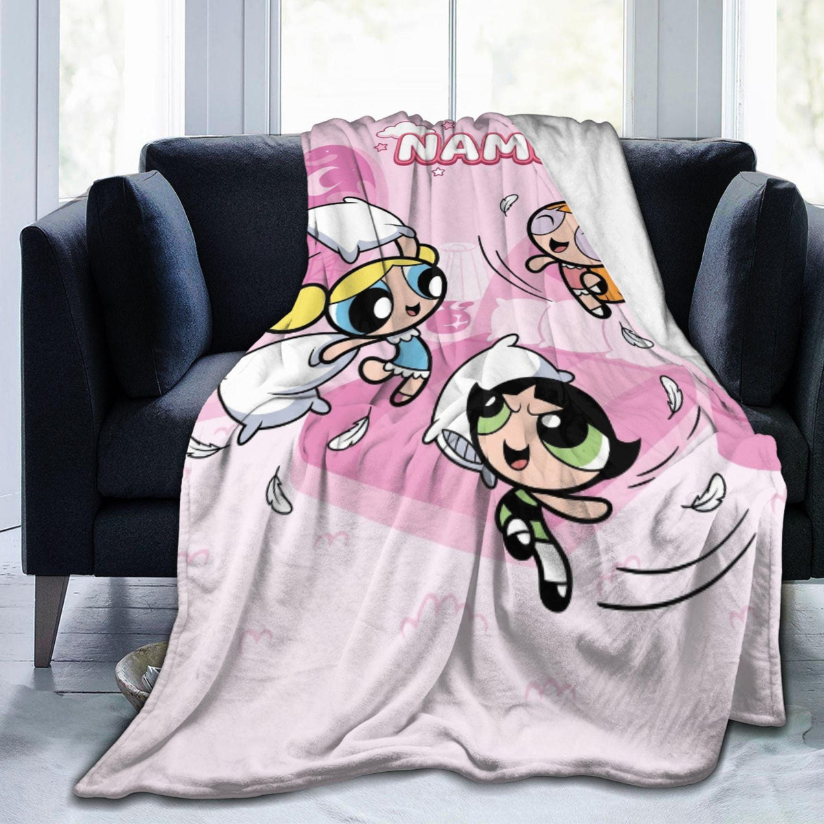 Custom Powerpuff Girls Blanket, Personalized Pillow Fight Throw, Pink Sleepover Decor