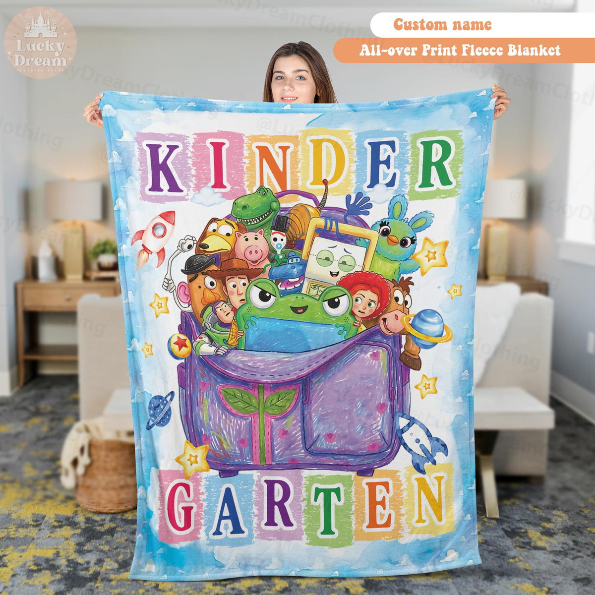 Toy Story 5 Kindergarten Blanket, Personalized Toy Story Blanket for Kids, Custom Name Kindergarten Gift, Back to School Gift, Kids Blanket