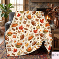 Fall Football Blanket, Pumpkin Spice Latte Throw, Autumn Leaves Cozy Blanket, Thanksgiving Decor, Game Day Gift