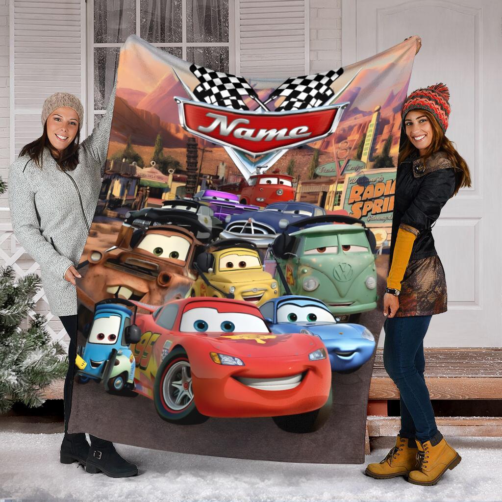 Personalized Lightning McQueen Blanket, Custom Name Disney Pixar Cars Fleece Blanket, Cute Kids Toddler Room Decor, Birthday Gift for Boy
