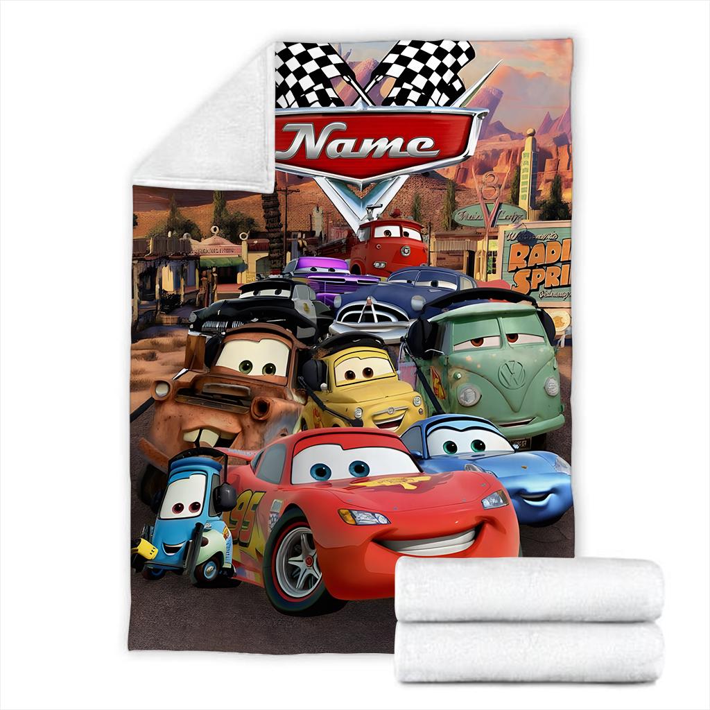 Personalized Lightning McQueen Blanket, Custom Name Disney Pixar Cars Fleece Blanket, Cute Kids Toddler Room Decor, Birthday Gift for Boy