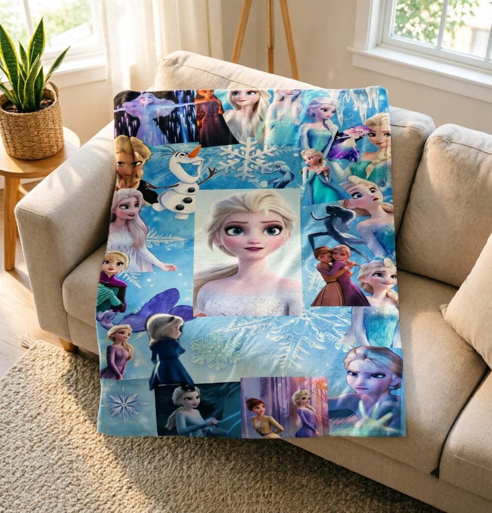 Elsa Blanket, Disney Frozen Ice Castle Blanket, Disney Snow Magic Throw Blanket, Disney Winter Princess Blanket