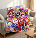 Personalized Digital Circus Fleece Blanket, Pomni TADC Character Throw, Cartoon Birthday Gift