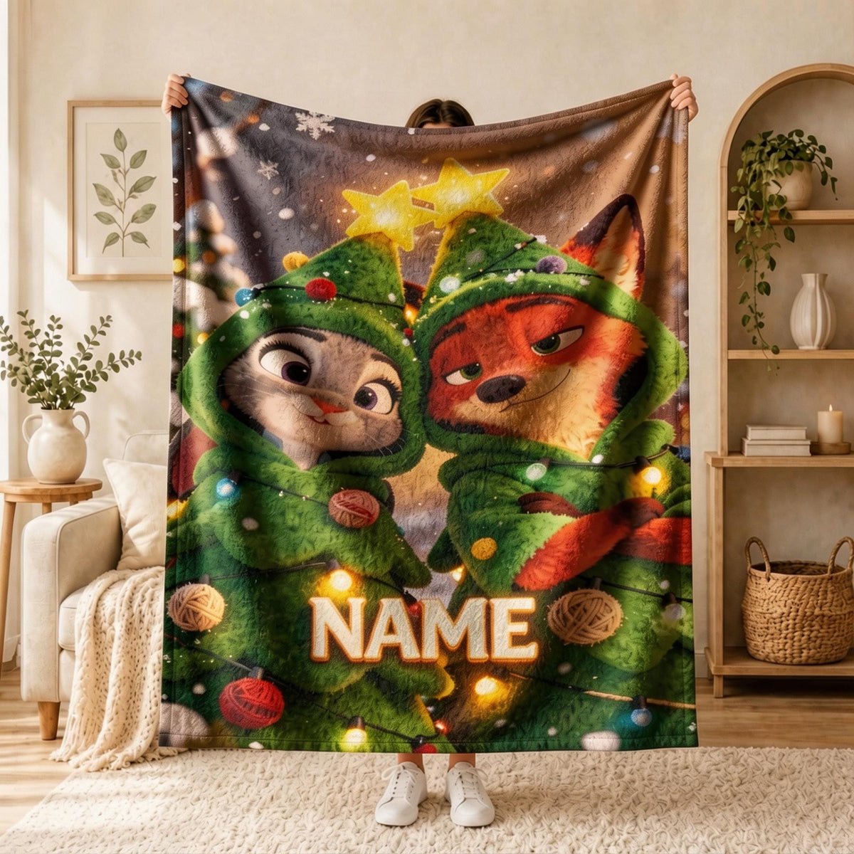 Nick & Judy Custom Name Holiday Throw Blanket Soft Cozy Personalized Decor