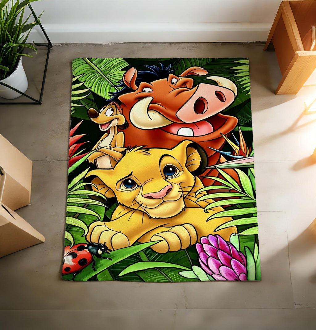Timon Pumba Jungle Dance Blanket Soft Throw, Custom Name Lion King Kids Birthday Gift
