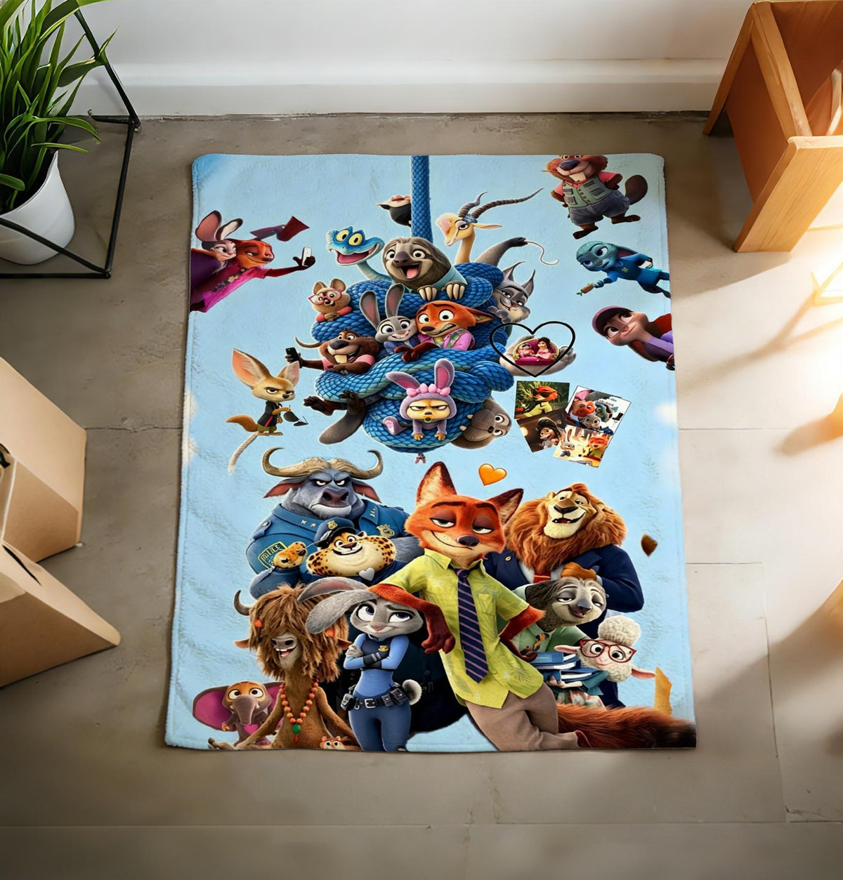 Zootopia Full Character Group Blanket Soft Throw, Custom Name Kids Birthday Gift