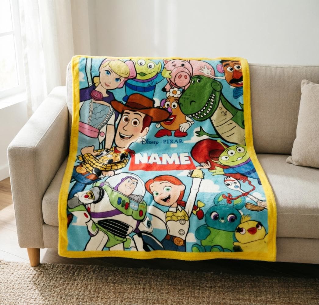 Personalized Toy Story Characters Plush Throw Blanket, Soft Flannel Fleece for Kids