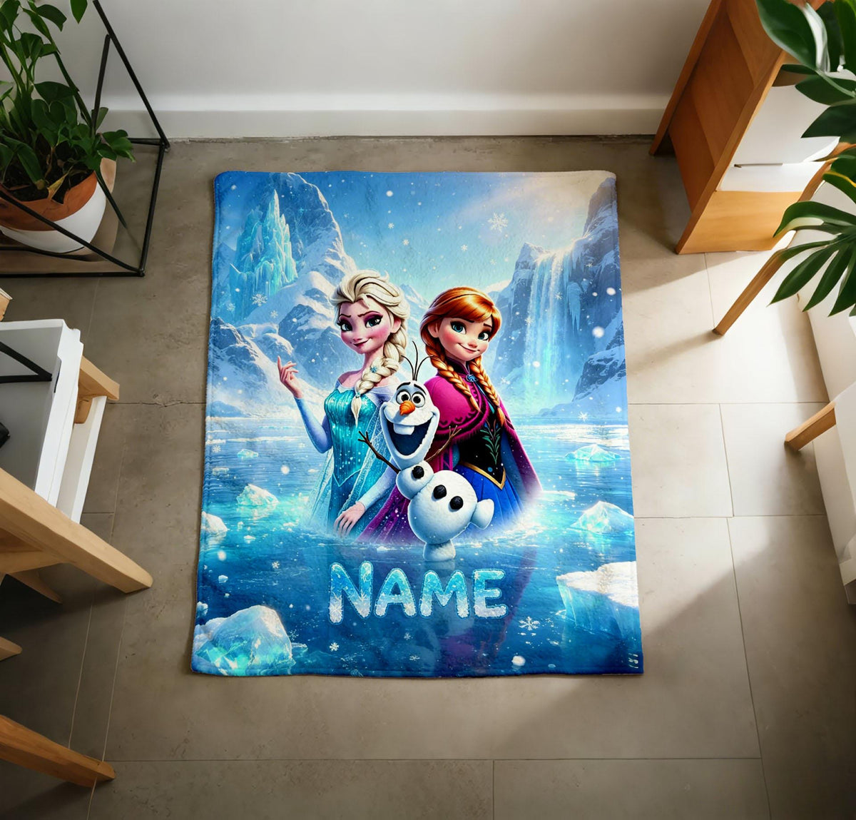 Custom Name Frozen Princess Blanket Soft Throw, Cozy Plush Throw, Toddler Bedroom Decor Gift