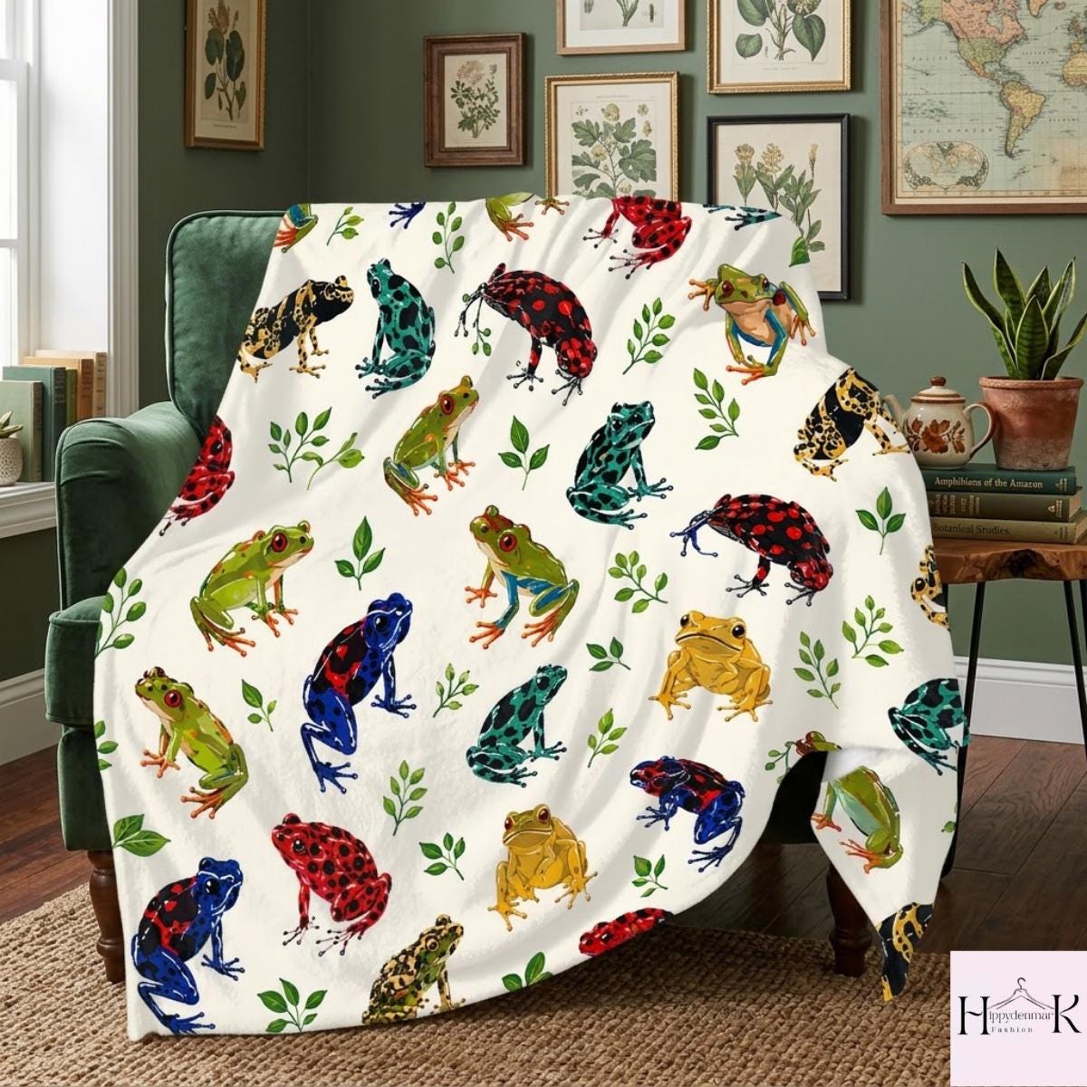 Colorful Poison Dart Frog Blanket, Tropical Frog Throw Blanket, Cute Amphibian Nature Decor, Rainforest Animal Blanket, Frog Lover Gift