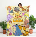 Personalized Winnie The Pooh Blanket, Custom Name Pooh and Friends Blanket, Disney Blanket for Kids, Baby Shower Gift, Piglet Tiger Eeyore
