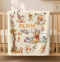 Personalized Winnie the Pooh Fleece Blanket ,Custom Name Disney Throw for Kids, Customized Kids Name Blanket, Custom Pooh & Friends Blanket