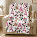 Disney Mickey & Friends Christmas Pink Tree Blanket, Pink Christmas Tree Blanket, Mickey's Very Merry Christmas Woven Blanket, Disney Gift