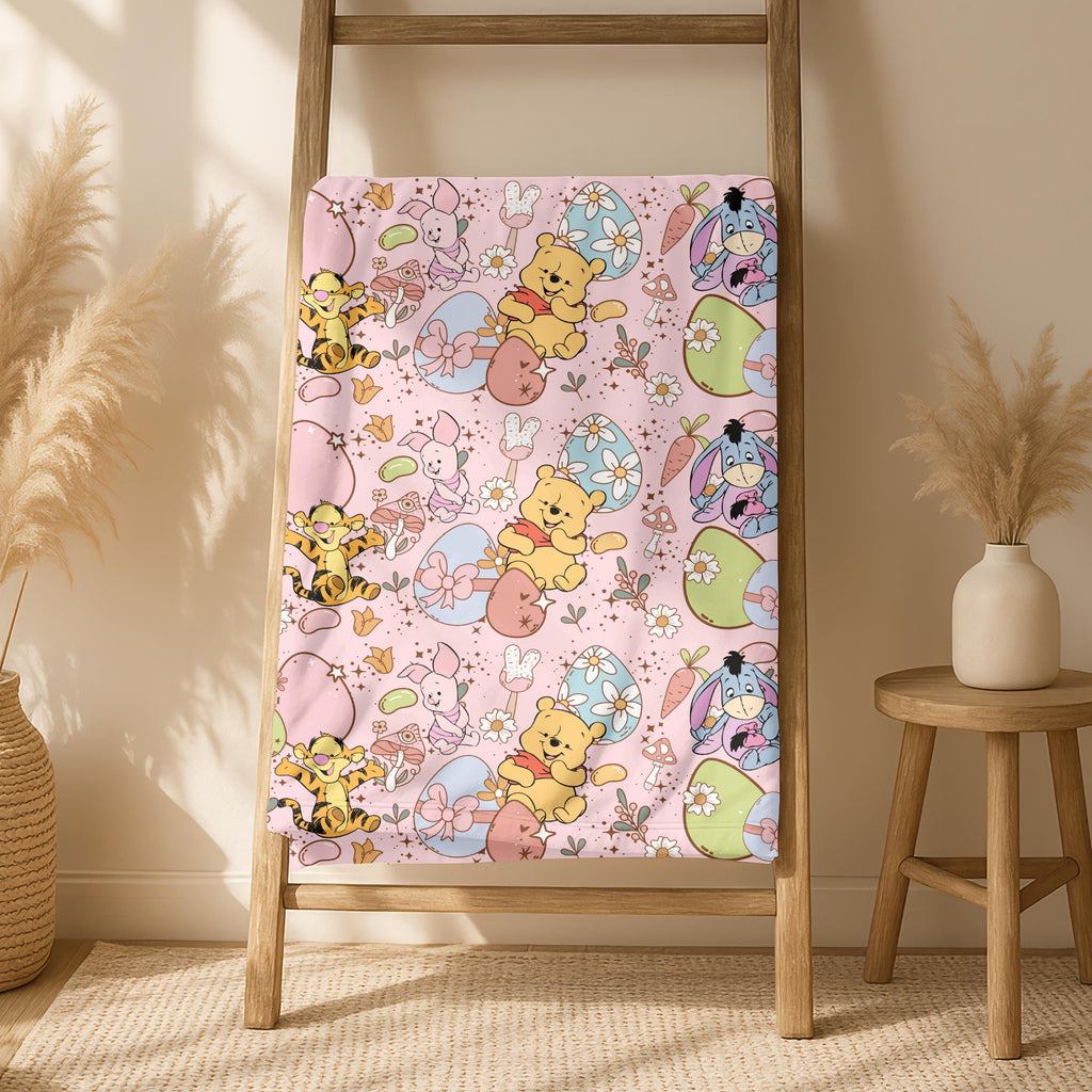 Winnie the Pooh Sherpa Blanket, Personalized Gift For Kids, Newborn Blanket Gift, Soft Fleece Blanket, Baby Shower Present,Gender Neutral