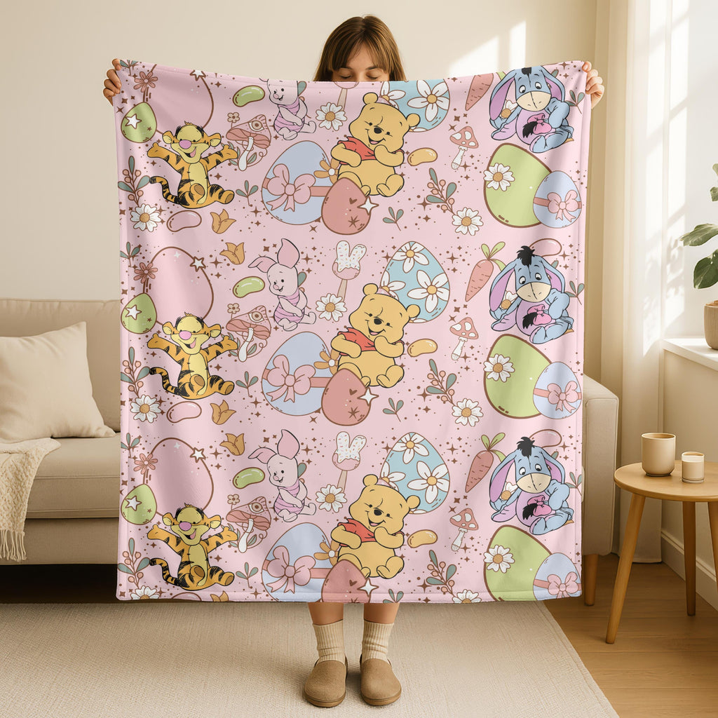 Winnie the Pooh Sherpa Blanket, Personalized Gift For Kids, Newborn Blanket Gift, Soft Fleece Blanket, Baby Shower Present,Gender Neutral