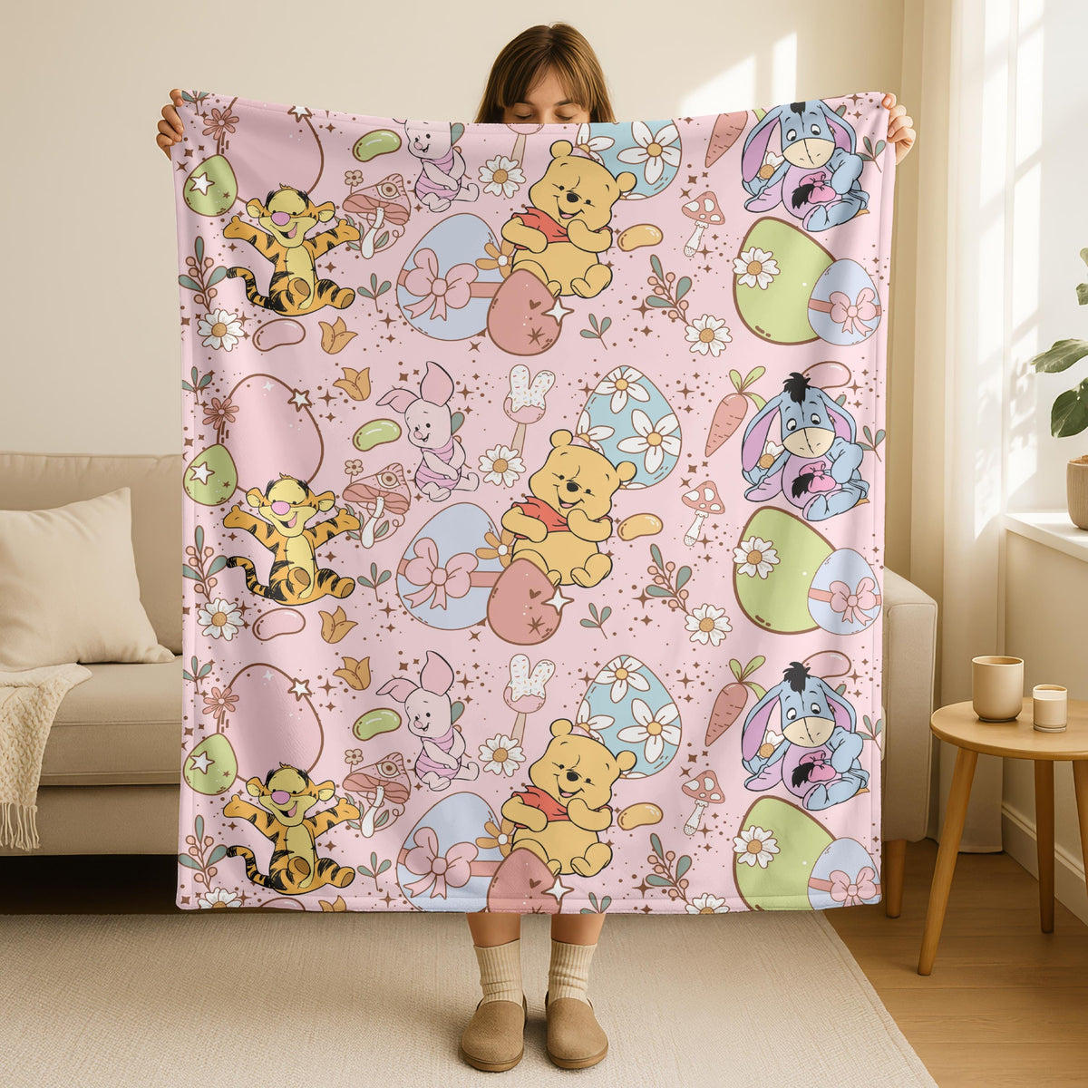 Winnie the Pooh Sherpa Blanket, Personalized Gift For Kids, Newborn Blanket Gift, Soft Fleece Blanket, Baby Shower Present,Gender Neutral