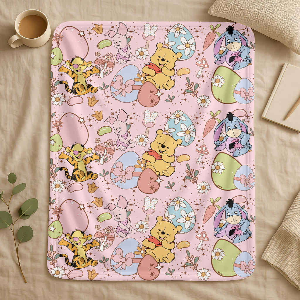 Winnie the Pooh Sherpa Blanket, Personalized Gift For Kids, Newborn Blanket Gift, Soft Fleece Blanket, Baby Shower Present,Gender Neutral