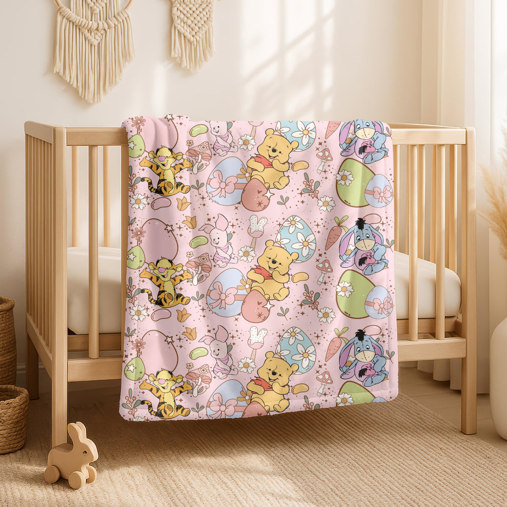 Winnie the Pooh Sherpa Blanket, Personalized Gift For Kids, Newborn Blanket Gift, Soft Fleece Blanket, Baby Shower Present,Gender Neutral