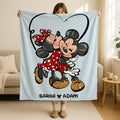 Personalized Mickey and Minnie Couple Throw Blanket, Disney Love Throw Blanket, Valentine Gift,Anniversary Gift for Her,Valentine Home Decor