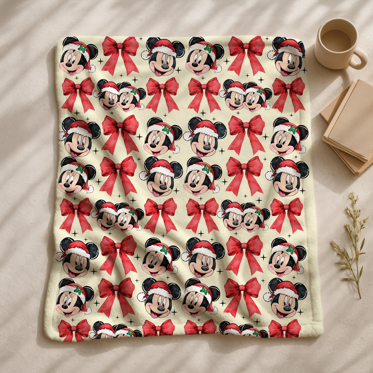 GPersonalized Mickey and Minnie Mouse Disney Blanket,Cartoon Room Decor,XMas Mickey and Minnie Coquette Bow Blanket,Disney Gift,Baby Blanket