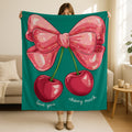 Coquette Cherry Throw Blanket, Love You Cherry Much Blanket, Cute Romantic Gift, Valentines Day Blanket, Romantic Home Decor, Valentine Gift