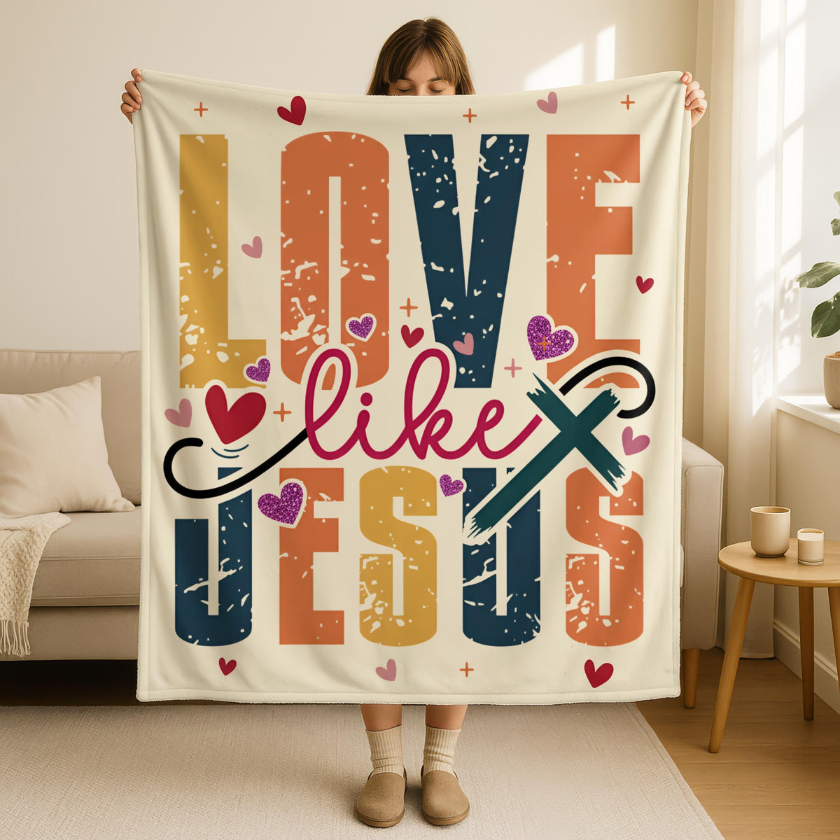Love Like Jesus Blanket, Christian Blanket, Inspirational Bible Verse Blanket, Faith-Based Gift, Religious Cozy Blanket, Jesus Love Blanket