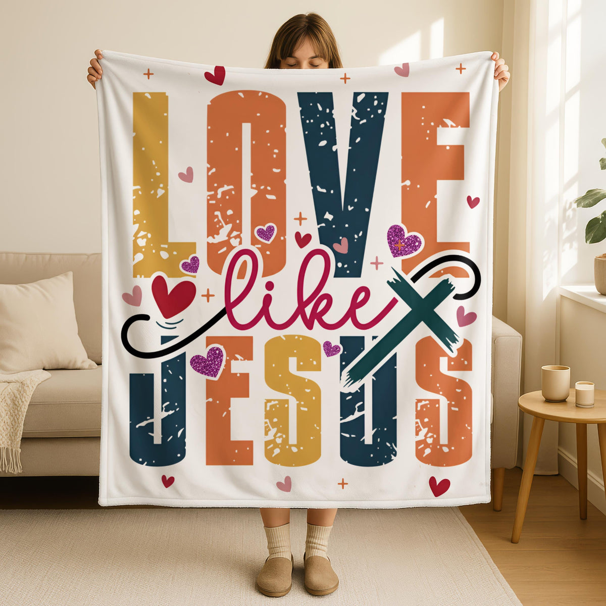 Love Like Jesus Blanket, Christian Blanket, Inspirational Bible Verse Blanket, Faith-Based Gift, Religious Cozy Blanket, Jesus Love Blanket