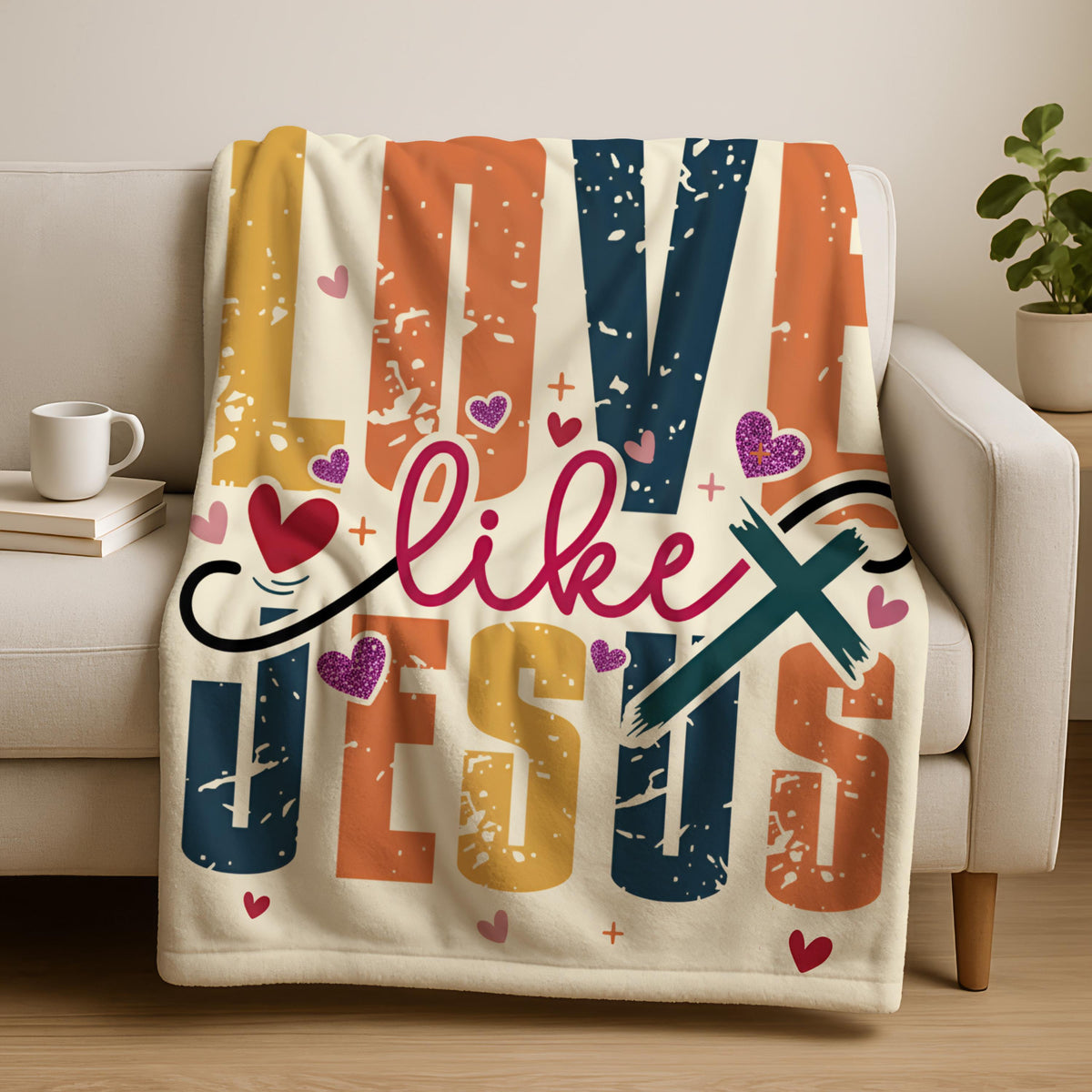 Love Like Jesus Blanket, Christian Blanket, Inspirational Bible Verse Blanket, Faith-Based Gift, Religious Cozy Blanket, Jesus Love Blanket
