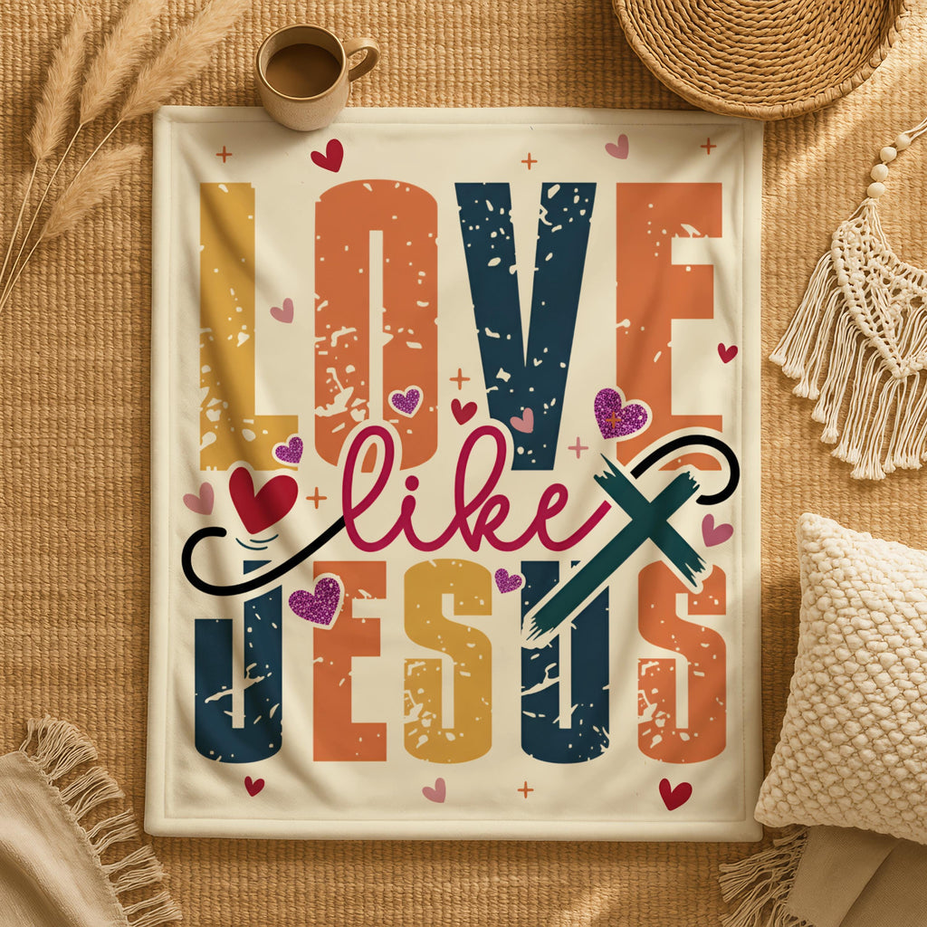 Love Like Jesus Blanket, Christian Blanket, Inspirational Bible Verse Blanket, Faith-Based Gift, Religious Cozy Blanket, Jesus Love Blanket