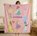 Princess Girl Gift Personalized Blanket Idea, Birthday Girl Gift, Disney Custom Name Blanket for Kids,Cartoon Movie Blanket,Princess Blanket