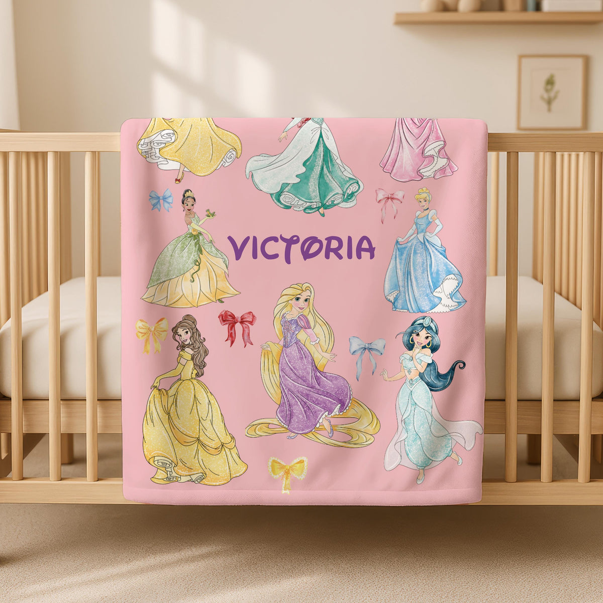 Princess Girl Gift Personalized Blanket Idea, Birthday Girl Gift, Disney Custom Name Blanket for Kids,Cartoon Movie Blanket,Princess Blanket