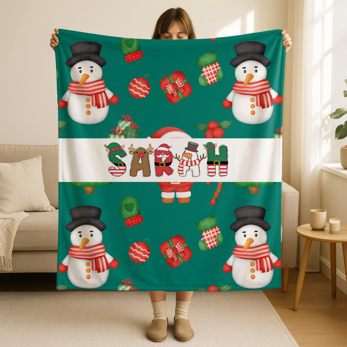Personalized Name Christmas Blanket, Holiday Throw, Baby Shower Gift