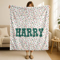 Personalized Christmas Lights Blanket, Holiday Decor
