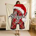 Custom Christmas Monogram Blanket, Personalized Holiday Fleece Throw