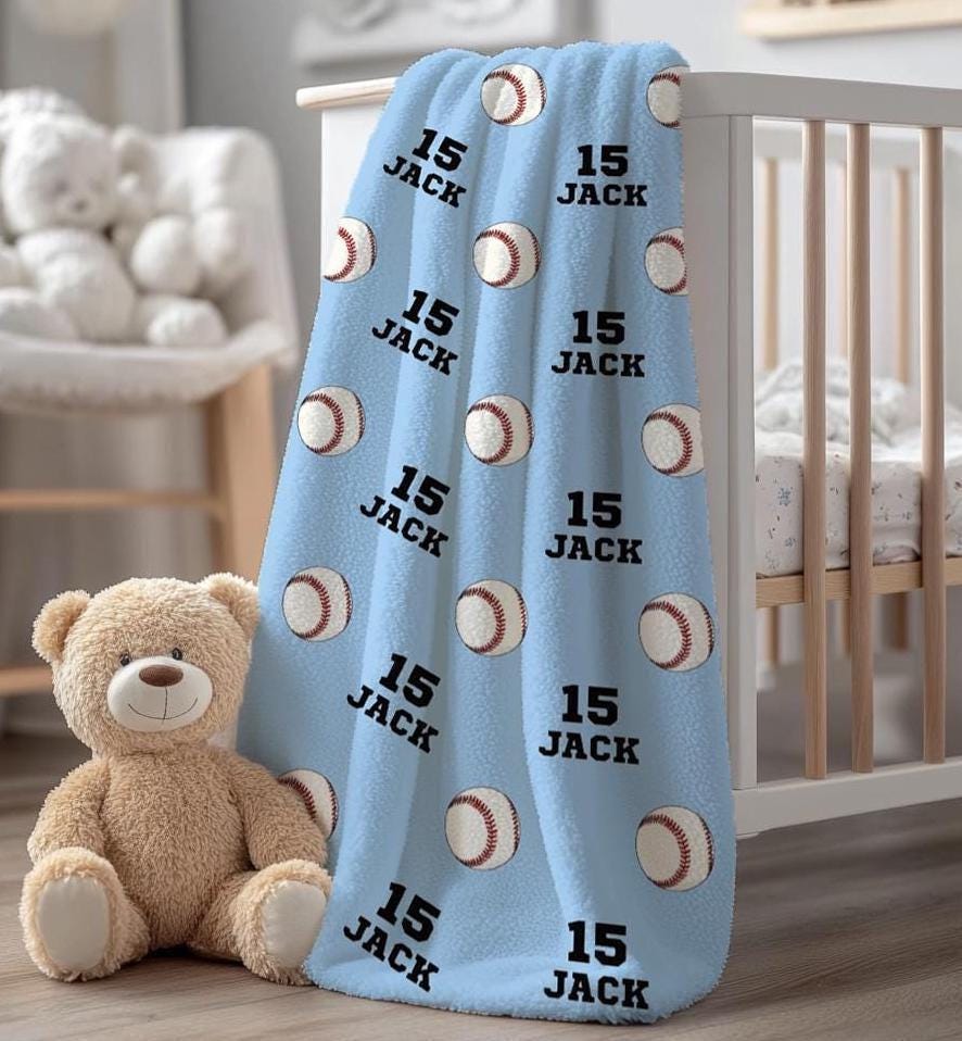 Personalized Baseball Blanket, Sports Gifts, Gift for Baseball Player, Baseball Team Gift, Baseball Baby Blanket, Personalized Baby Blanket